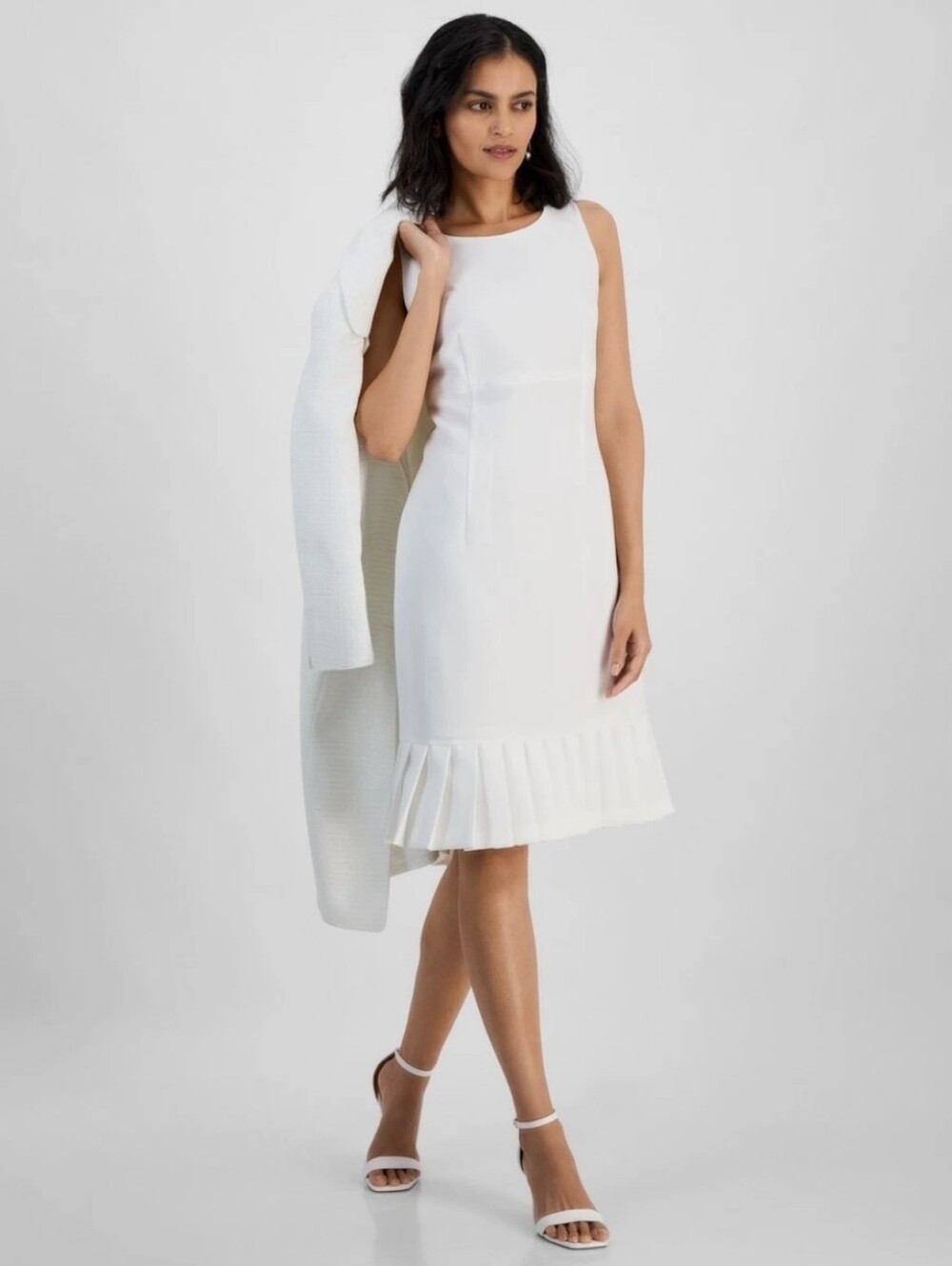 Kasper Womens Stretch-Crepe Polyester Pleated-Hem Sheath Dress - Picture 6 of 14